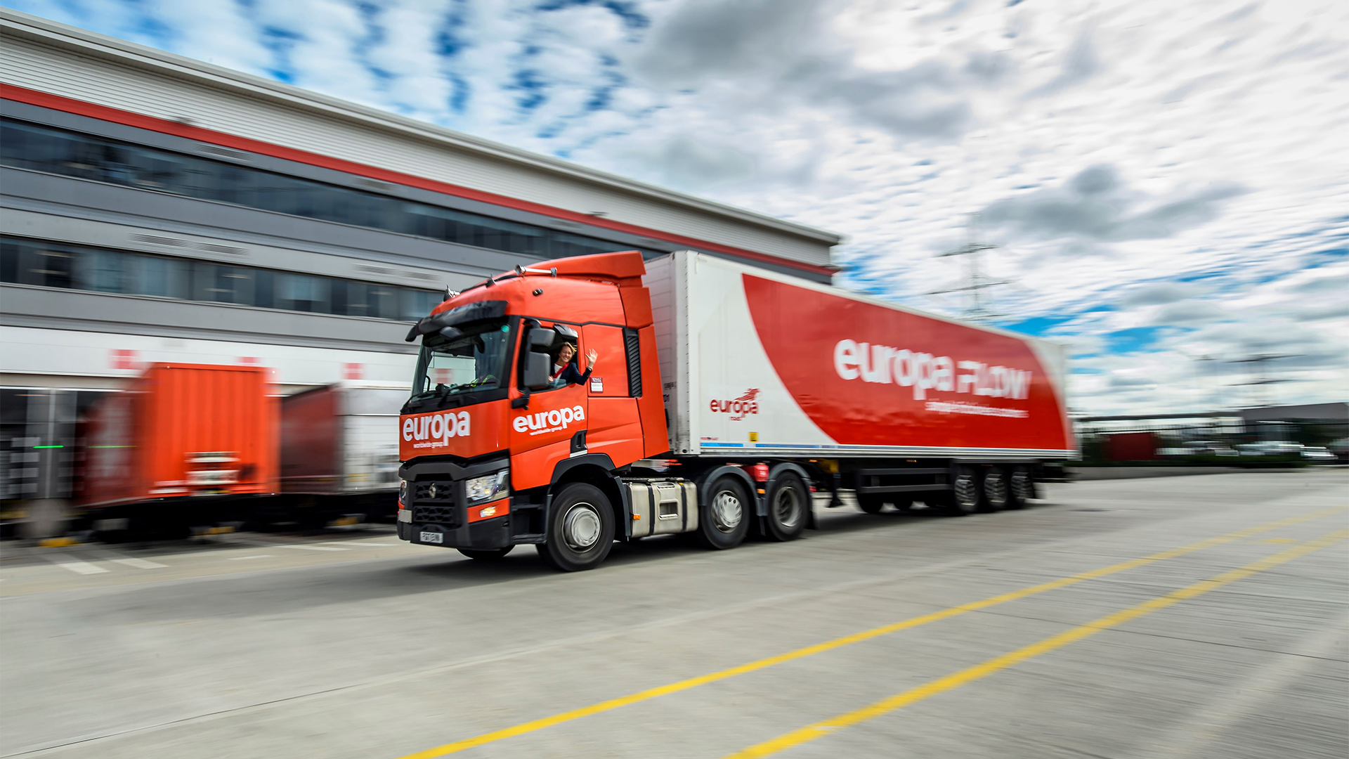 lorry with Europa Flow branding